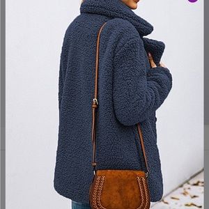 Navy Teddy Peacoat by Suvimuga. NWOT